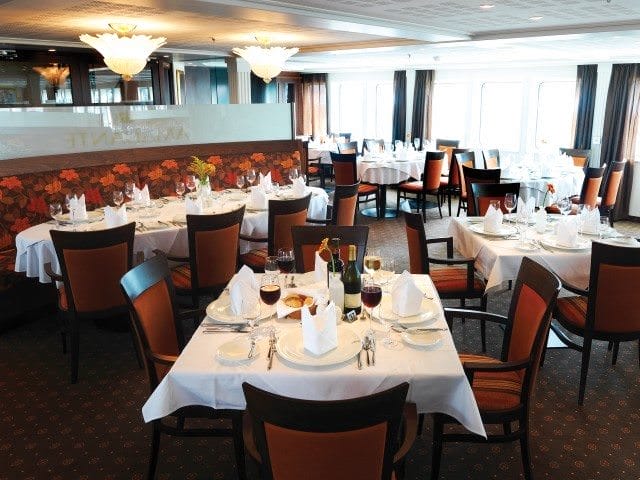 AmaDante 3 Dining on AmaDante is relaxed and intimate. Photo courtesy of AmaWaterways.