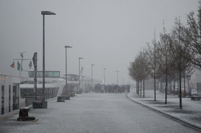 Yes, it can snow during a Christmas Markets cruise. But that's part of the fun! Photo © 2012 Aaron Saunders