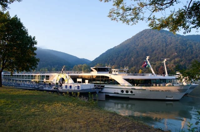 Tauck's Swiss Jewel, docked in beautiful Durnstein, Austria. Photo © 2012 Aaron Saunders