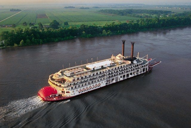 The American Queen along the Mississippi. Photo courtesy of the American Queen Steamboat Company
