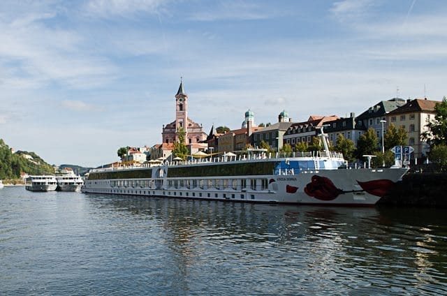 A-ROSA DONNA alongside in Passau, Germany. Photo © 2012 Aaron Saunders