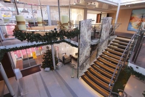 The atrium aboard Viking Odin, one of Viking River Cruises' first longships. Photo © Ralph Grizzle