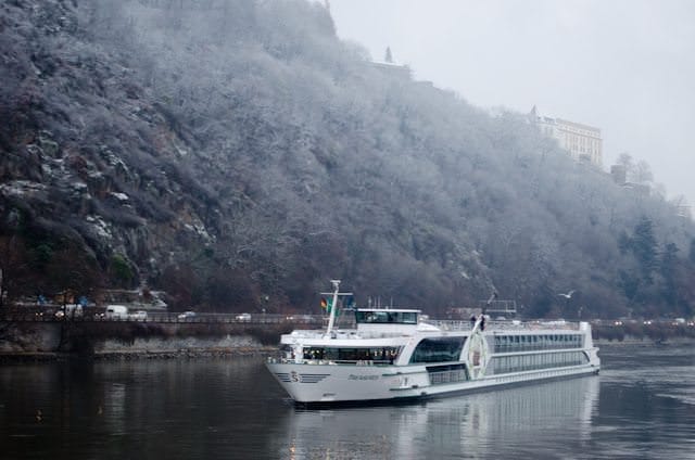 Tauck's ms Treasures arrives in Passau, Germany in December 2012. Photo © 2012 Aaron Saunders