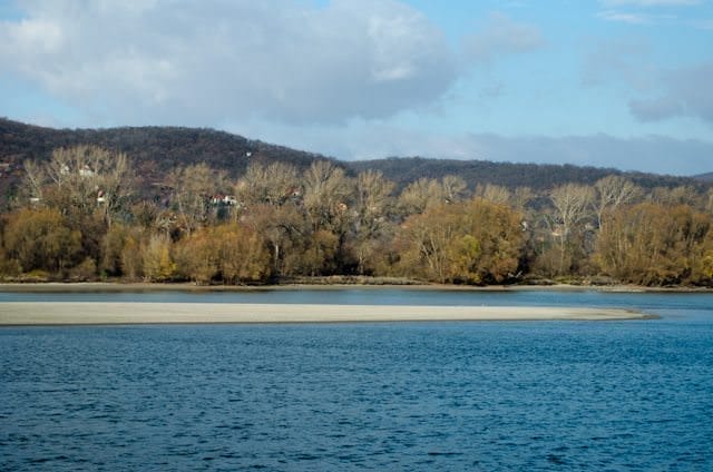 Water levels along the Danube were so low during my voyage two weeks ago that sections of the Danube broke above the waterline. Photo © 2012 Aaron Saunders