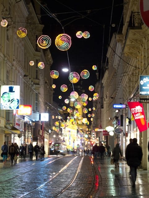 Shopping in Linz continues well into the evening. Photo © Aaron Saunders