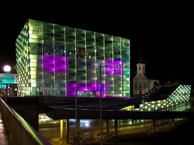 The Ars Electronica Center is a brilliant focal point by day and night - and worth a visit! Photo © Aaron Saunders