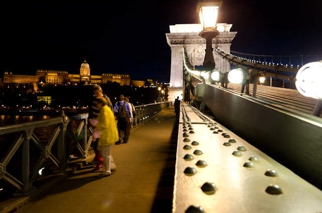 Make sure to take the time to walk across the beautiful Chain Bridge. It's about a five minute walk across each side, and can be enjoyed by day or night. Photo © Aaron Saunders