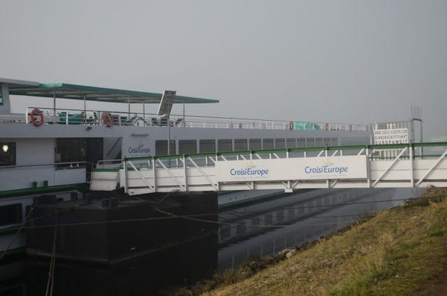 CroisiEurope's docks are easy to find; they generally have the company's logo brand along them. Photo © 2013 Aaron Saunders