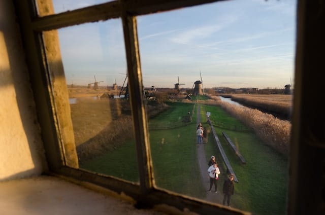 Looking out from one of the many mills in Kinderdijk. Photo © 2013 Aaron Saunders