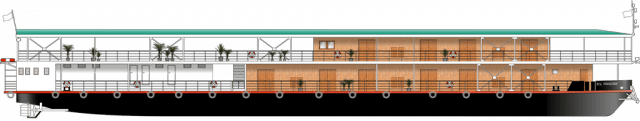 Pandaw Kalaw will feature a draft of less than three feet when she debuts, allowing her to explore more of Burma. Illustration courtesy of Pandaw Cruises.