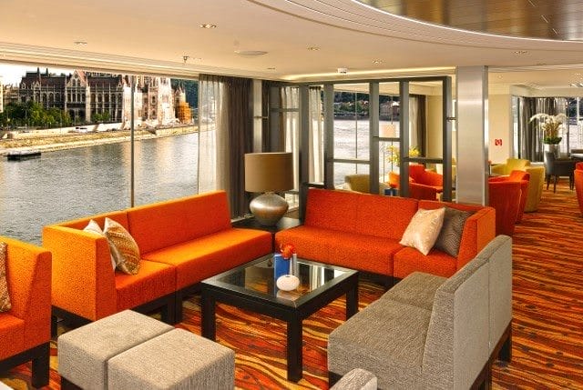 Lounges aboard Avalon's Suite Ships feature expansive floor-to-ceiling windows for increased viewing opportunities along Europe's most striking waterways. Photo courtesy of Avalon Waterways