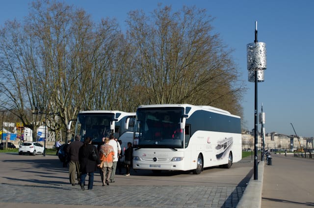 Boarding the Viking-branded coaches in Bordeaux this morning for a full day in Cognac. Photo © 2014 Aaron Saunders