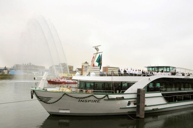Tauck's new ms Inspire at the port of Basel, Switzerland on April 3, 2014. Photo courtesy of Tauck