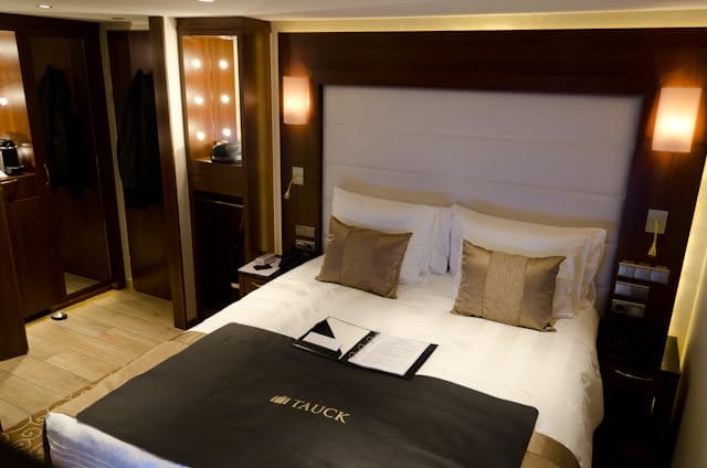 Looking down from the Loft at the sleeping area in one of Tauck's new Loft Staterooms. Photo © 2014 Aaron Saunders