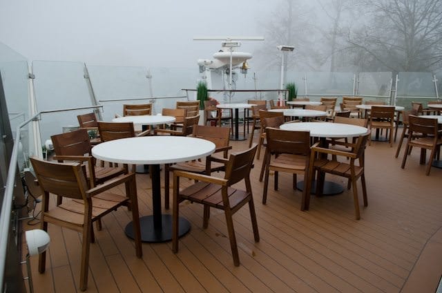 The Aquavit Lounge is one of Viking's greatest innovations - and features seating that can be utilized in all weather conditions. Photo © 2013 Aaron Saunders