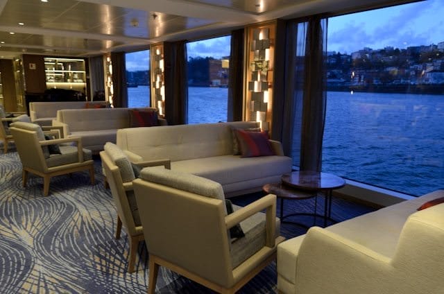 Viking Hemming is one of two new vessels along Portugal's Douro River. Shown here is the attractive Main Lounge aboard Viking Hemming. Photo © 2014 Aaron Saunders