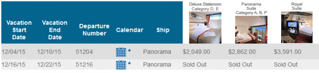 The sailing being marketed exclusively to the Asian market is currently listed - at least in North America - as 'Sold Out.'