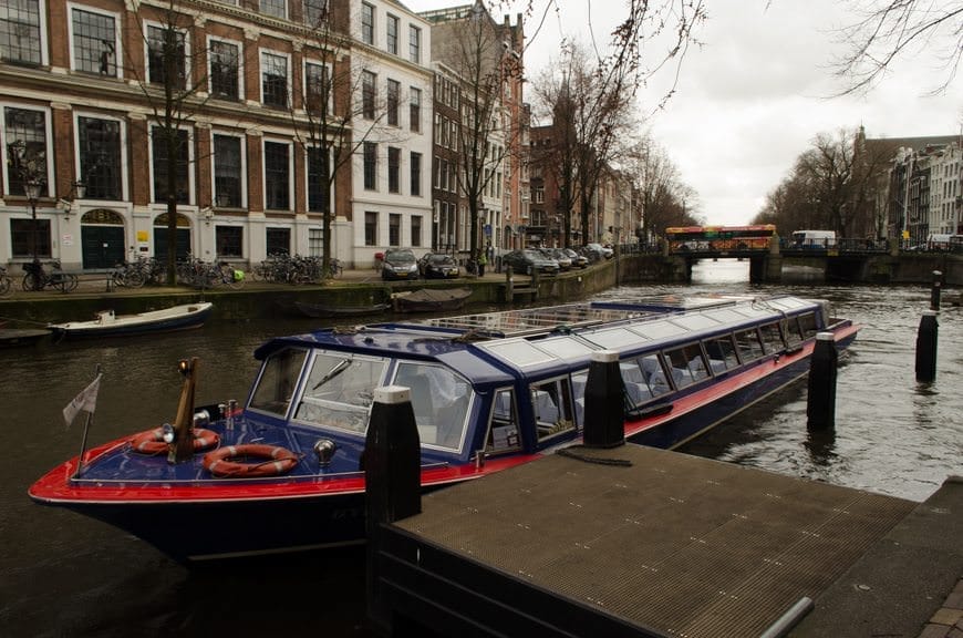 After our moving visit to the Anne Frank House, we took a canal boat back to the S.S. Maria Theresa. Photo © 2015 Aaron Saunders
