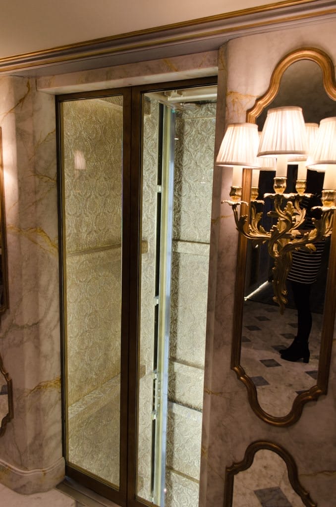 ...and its elegantly-decorated service shaft. Photo © 2015 Aaron Saunders