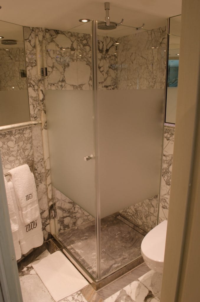 The bathroom is unusually large, and fitted with some custom amenities...Photo © 2015 Aaron Saunders