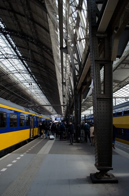 Deutsche Bahn train services throughout Germany have been disrupted this week, though ICE trains continue to operate. Shown here are NH trains at Amsterdam Centraal. Photo © 2013 Aaron Saunders