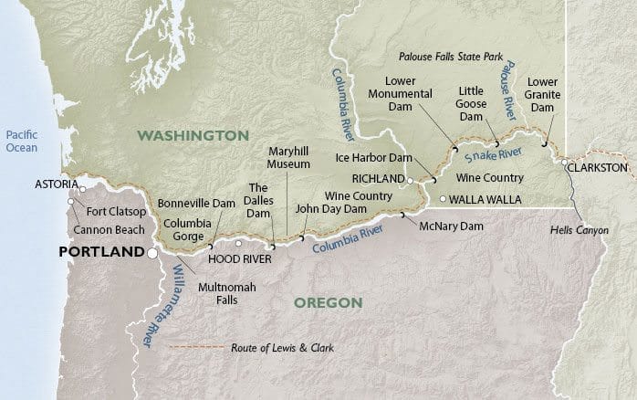 Un-Cruise Adventures offers two distinct itineraries along the Columbia & Snake Rivers - both of which operate conveniently roundtrip from Portland, Oregon. Illustration courtesy of Un-Cruise Adventures