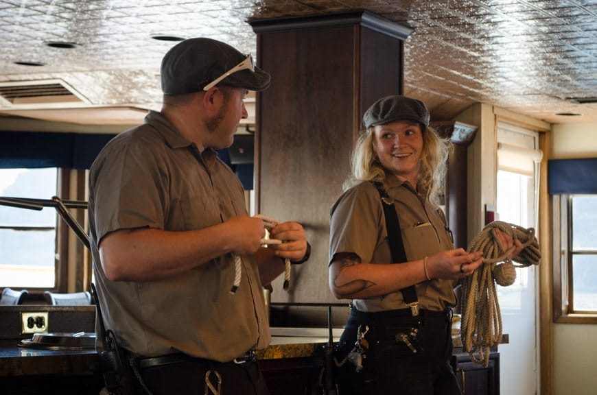 This morning, guests could learn how to tie marine knots with the S.S. Legacy's knowledgeable crew. Photo © 2015 Aaron Saunders