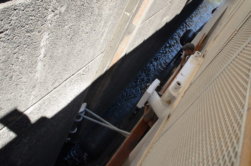 ...and the closer the S.S. Legacy gets to the lock walls! Photo © 2015 Aaron Saunders