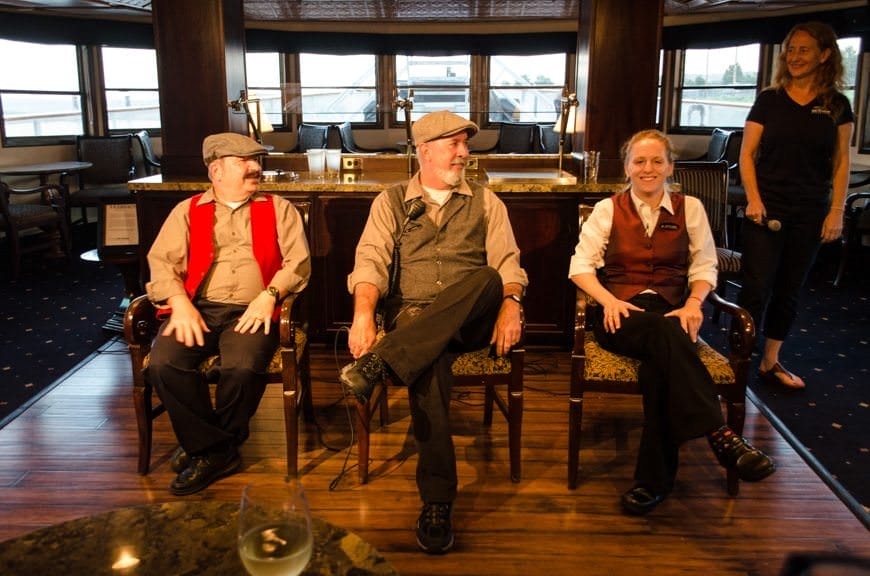 The crew of the S.S. Legacy entertains guests with a version of The Liar's Club. Hint: the liar is the one you'd least suspect! Photo © 2015 Aaron Saunders