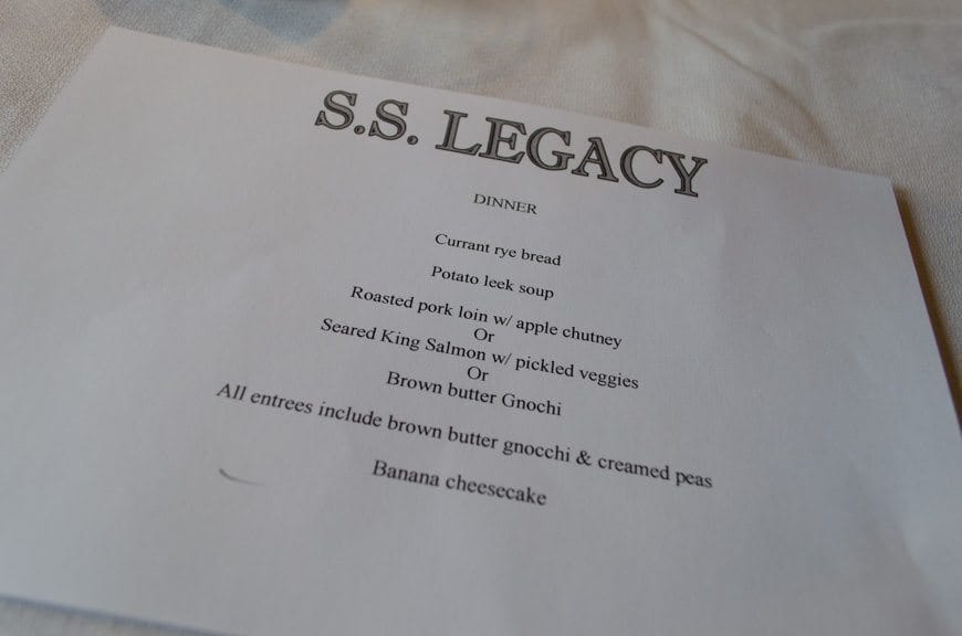 S.S. Legacy Day 4: Clarkston & Hell's Canyon 24 On the menu tonight...Photo © 2015 Aaron Saunders