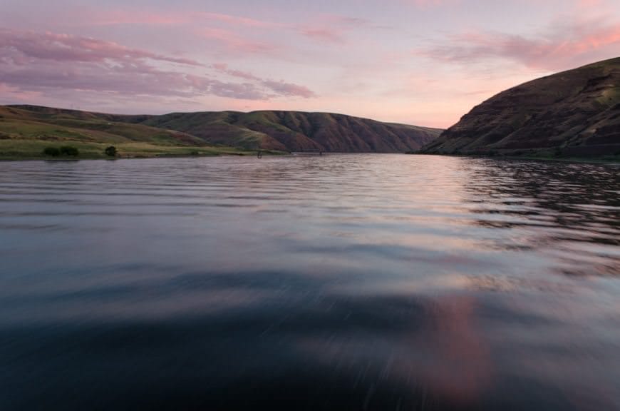 Darkness falls on the Snake River as we begin to make our way westward towards the Pacific Ocean. Photo © 2015 Aaron Saunders