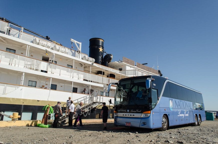 Guests disembark S.S. Legacy for a day of touring yesterday (June 10) in Walla Walla, Washington. Say it three times fast! Photo © 2015 Aaron Saunders