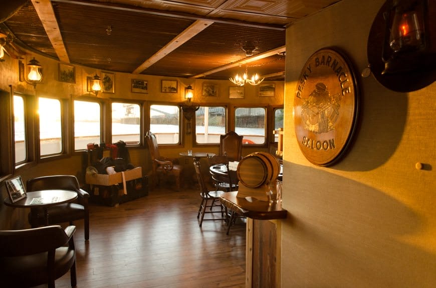 Amble up to the bar at the Pesky Barnacle Saloon, located aft of the main restaurant on Deck 1. Features? Self-pour scotch, bourbon and IPA's! Photo ©  2015 Aaron Saunders