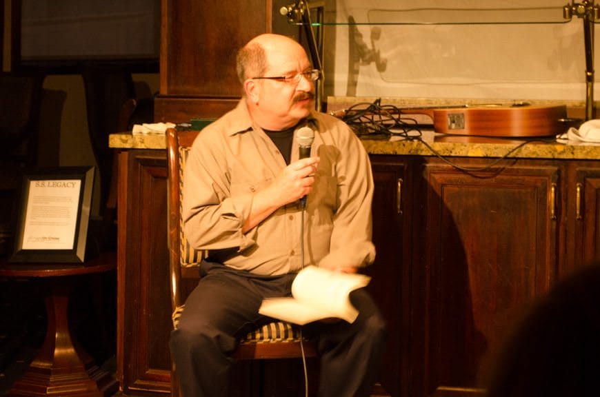 ...and Heritage Guide Bob reads us a short story. Photo © 2015 Aaron Saunders