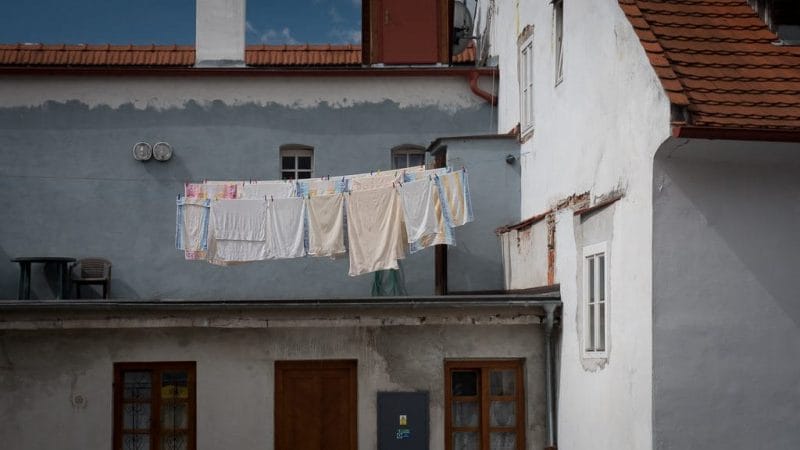 Even laundry appears as art in Cesky Krumlov. © 2015 Ralph Grizzle