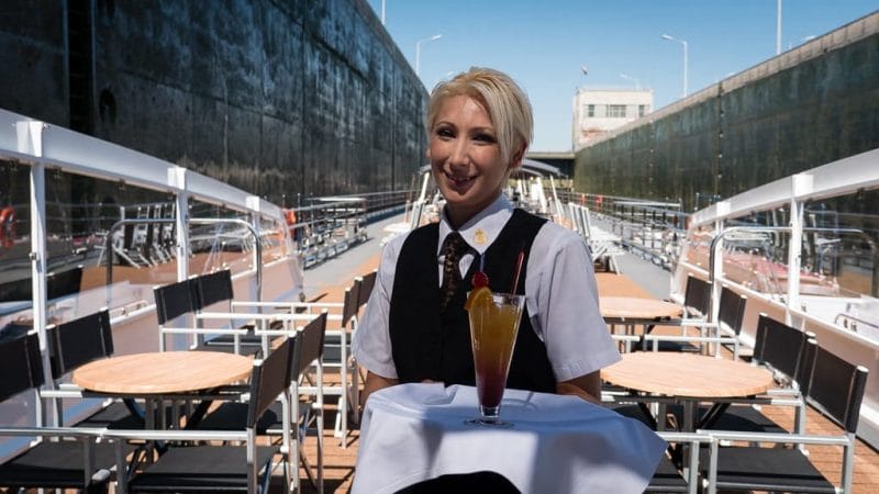 Juliana, with a cocktail on the sun deck. © 2015 Ralph Grizzle