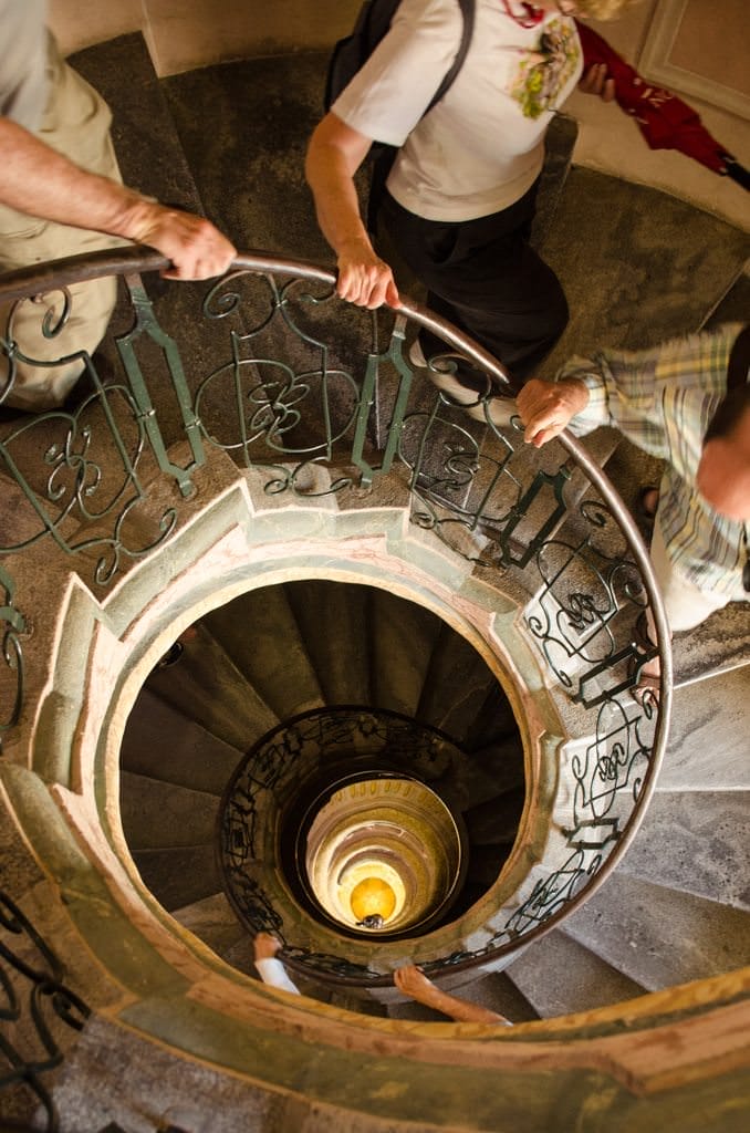 Guests ascend this spiral staircase...Photo ©  2015 Aaron Saunders