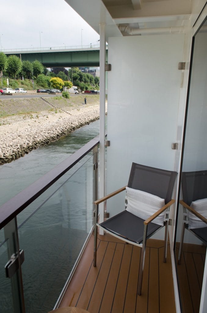 My Category A balcony is small but generous for a river cruise ship. You can sit and read a book here quite comfortably. Photo ©  2015 Aaron Saunders