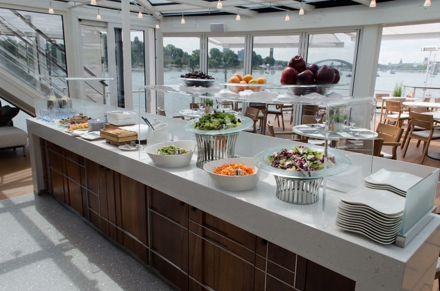 Viking's greatest achievement...the Aquavit Terrace. Here, casual lunch is being served.