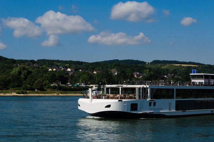 Viking Vidar arrives at her berth in Braubach, Germany to pick us up. Photo ©  2015 Aaron Saunders
