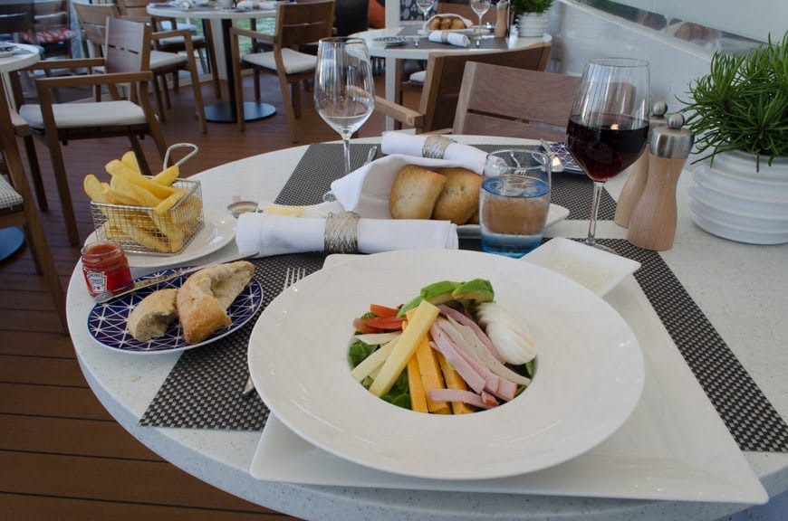 Vertically, I'm a liar: note the french fries on the left. They, along with the salad, are damn good!  Photo ©  2015 Aaron Saunders