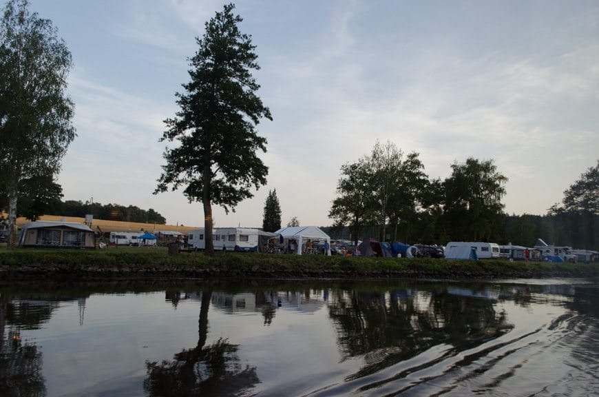 The view from The Restaurant at dinner. It's surprising how many Germans like camping! Photo © 2015 Aaron Saunders