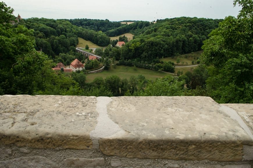Overlooking the Franconian countryside from a street called Hell. It was named that because of how dangerous this dark, unlit part of town was in the Middle Ages. Photo © 2015 Aaron Saunders