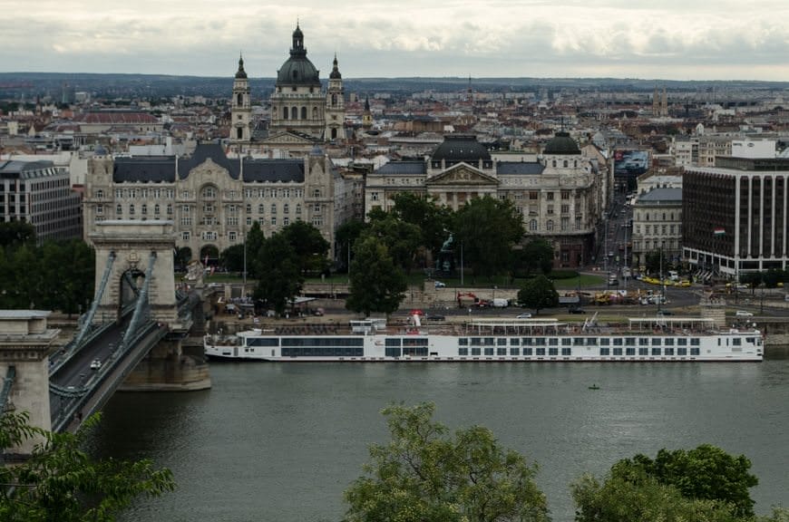 Viking Lofn, surrounded by Budapest and the Chain Bridge. Photo © 2015 Aaron Saunders