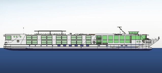 An artist's profile of the new Scenic Azure. Courtesy of West Sea Viana do Castello Shipyard.
