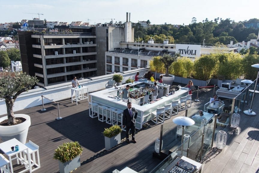 The hotel's Sky Bar is the place to be on a nice evening like this! Photo © 2015 Aaron Saunders