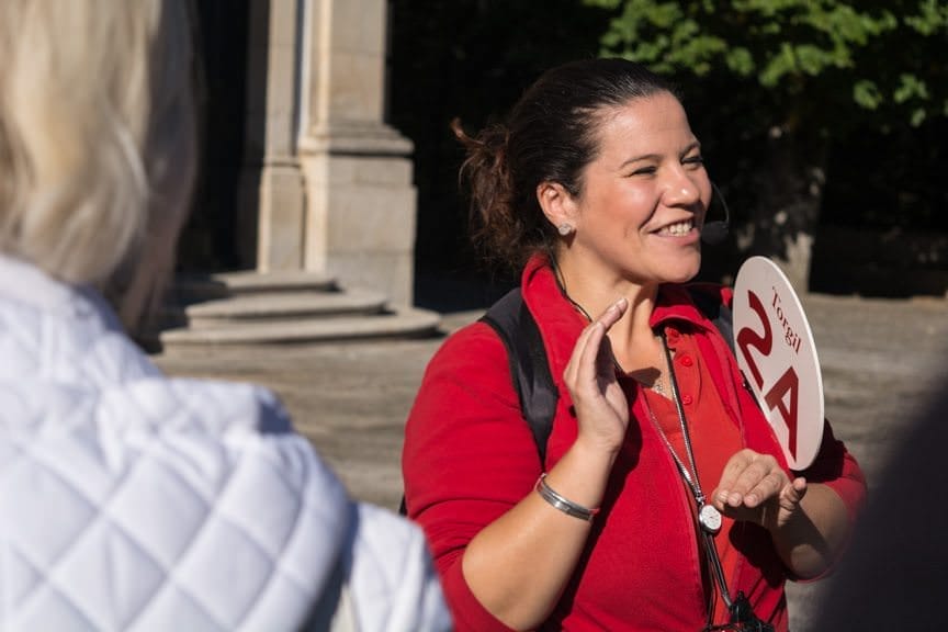 Our Viking guide Maria explains the history of the Sanctuary...Photo © 2015 Aaron Saunders