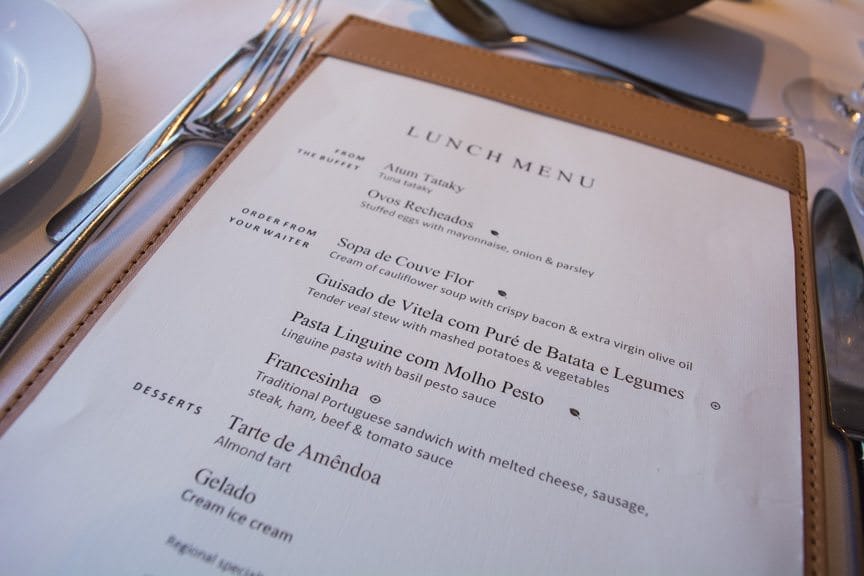 Menus feature traditional Portuguese specialties during lunch and dinner, alongside more contemporary fare. Photo © 2015 Aaron Saunders