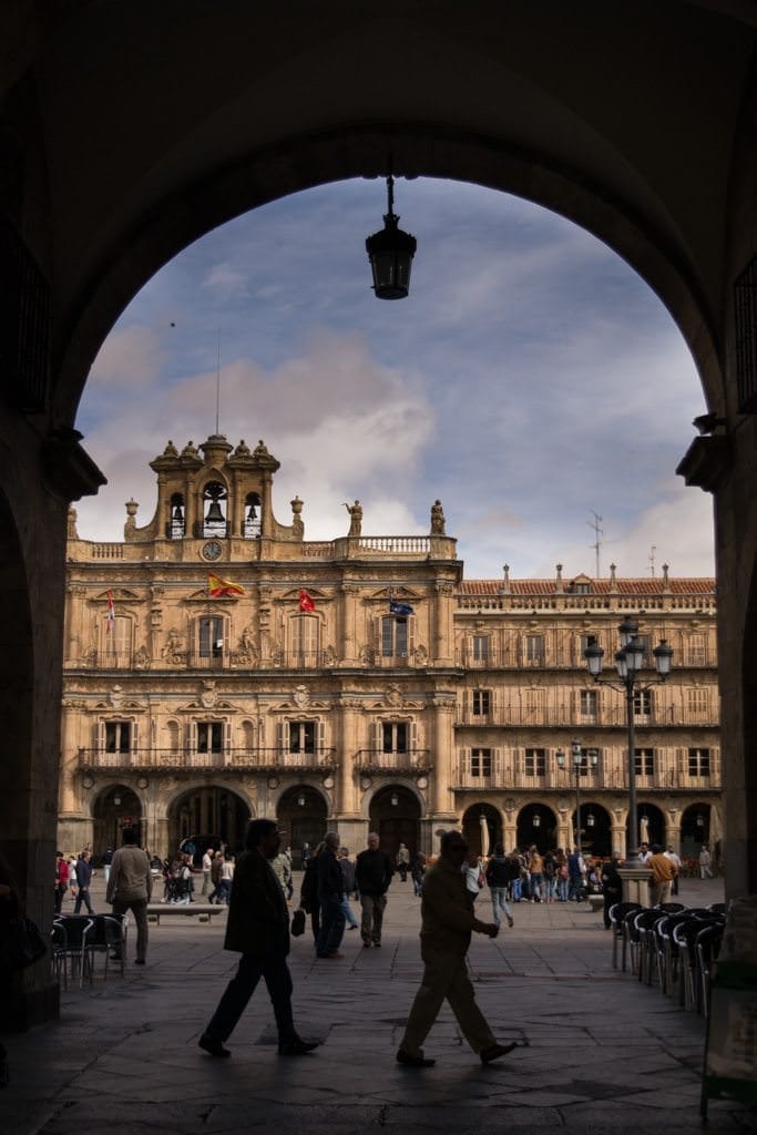 The striking Plaza Mayor functions as the social hub of Old Salamanca. Photo © 2015 Aaron Saunders