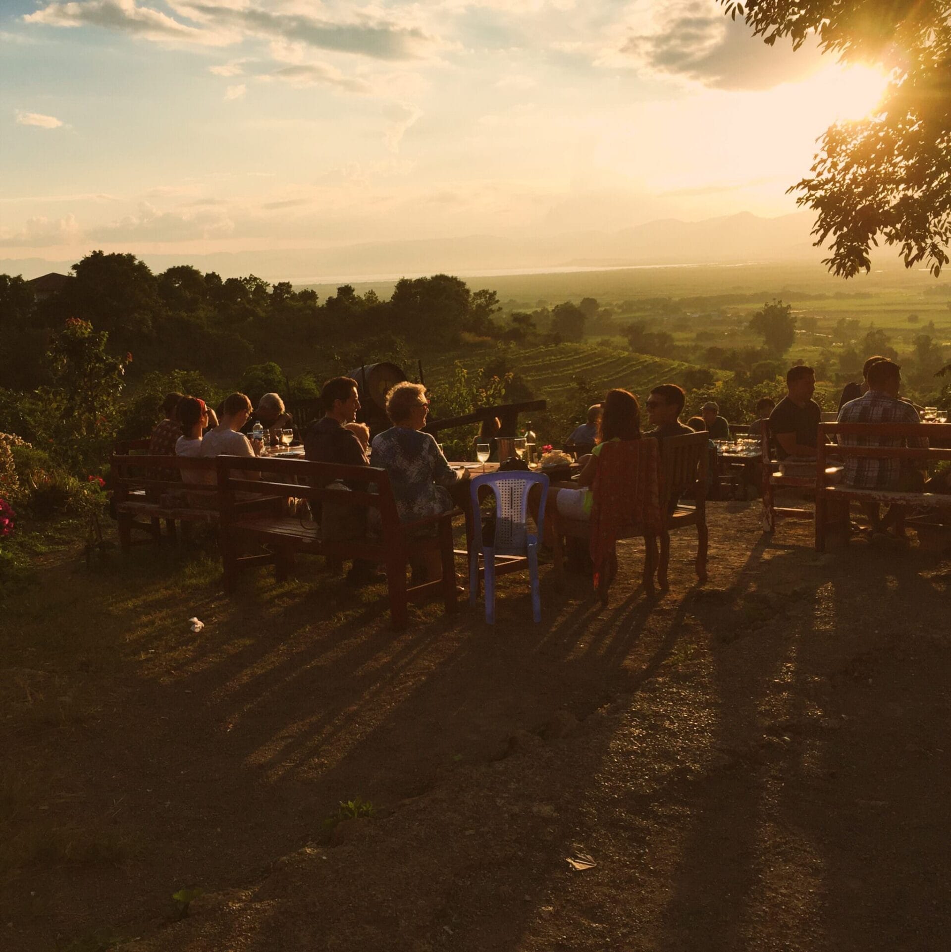 Our tasting was timed perfectly with to the sun setting over Inle Lake. Of course. (c) 2015 Gail Jessen